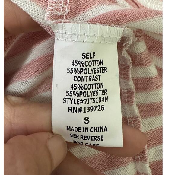 Honey Punch white pink stripes cut out distressed top size small - Picture 4 of 12